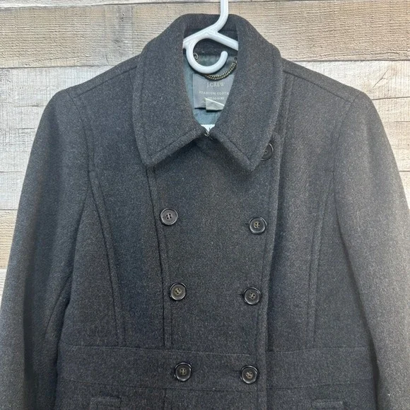 J.Crew Stadium Cloth Nello Gori Wool Blend Pea Coat Dark Grey 79% Wool Womens 6 - Picture 2 of 5